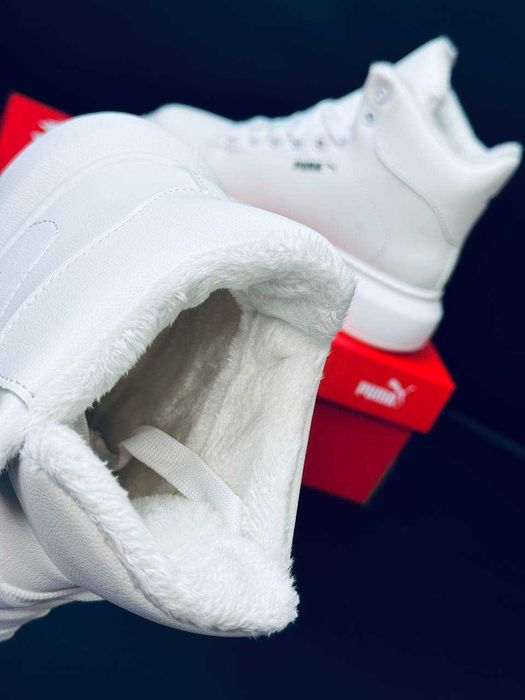 Женские зимние кроссовки puma белые натуральная кожа цена за пару