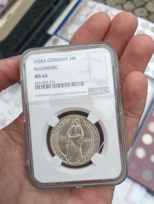 1928A Niemcy 3 Mark Naumburg – MS64 NGC – Srebro