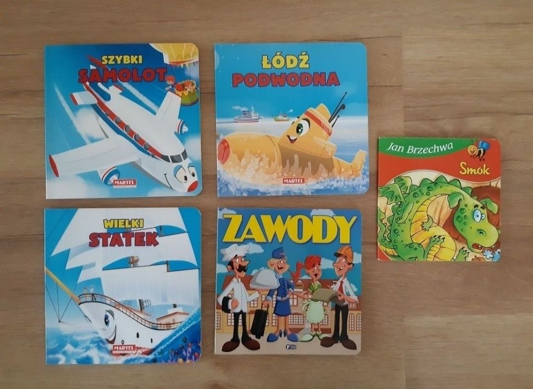 Zestaw książek dla dzieci 5 sztuk smok zawody łódź podwodna statek