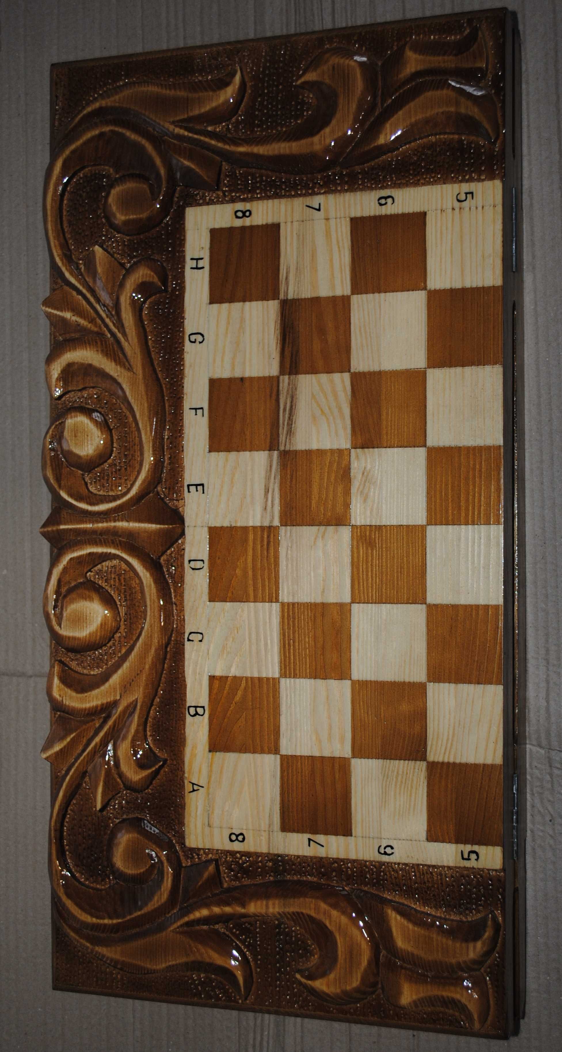 Подарункові тематичні ручної роботи шахмати, шашки, нарди 70 см.
