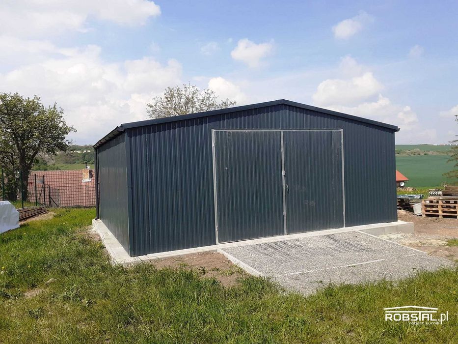 Garaż blaszany, blaszak 6x5 - antracyt, dach dwuspadowy montaż GRATIS!