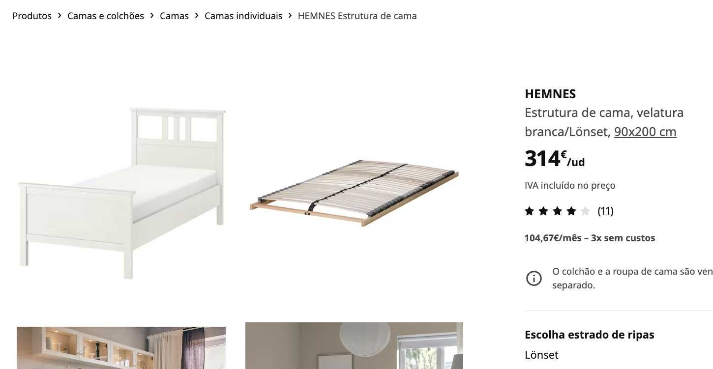 IKEA. HEMNES 
 90x200 cm . 50% de desconto na venda