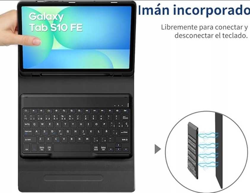 Etui EasyAcc z klawiaturą hiszpańską do Galaxy Tab S9 S9 FE 11 cali