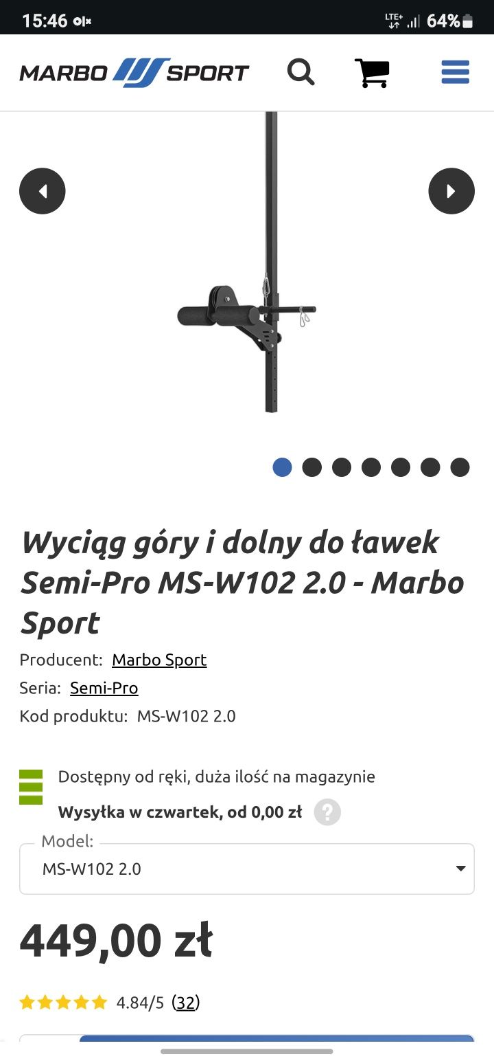 Ławka regulowana ze stojakami z Wyciągiem i Modlitewnikiem  Marbo