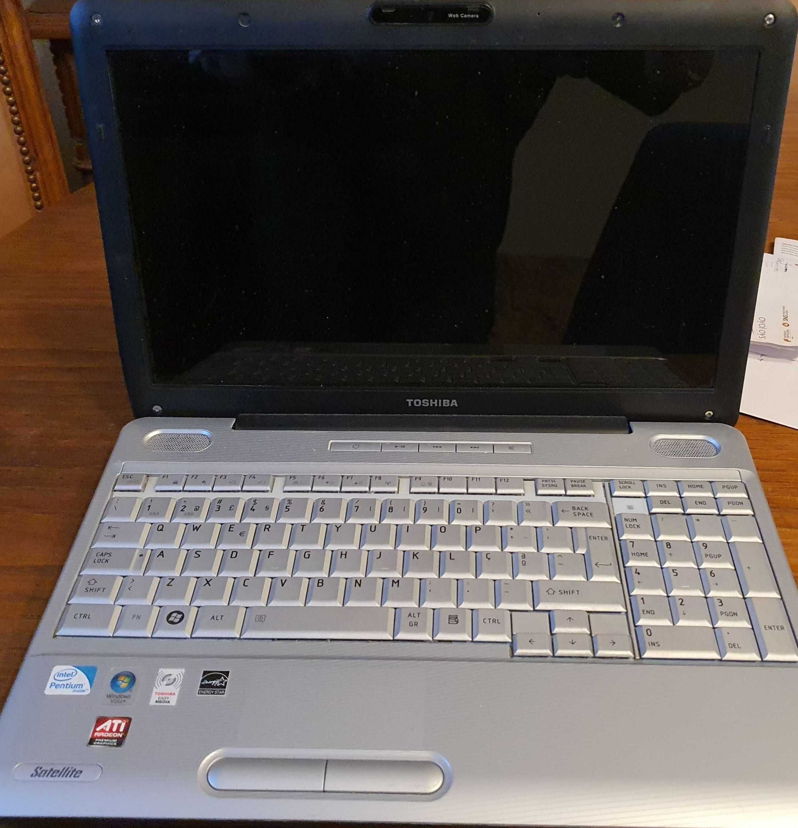 portátil Toshiba Satellite L500 para peças