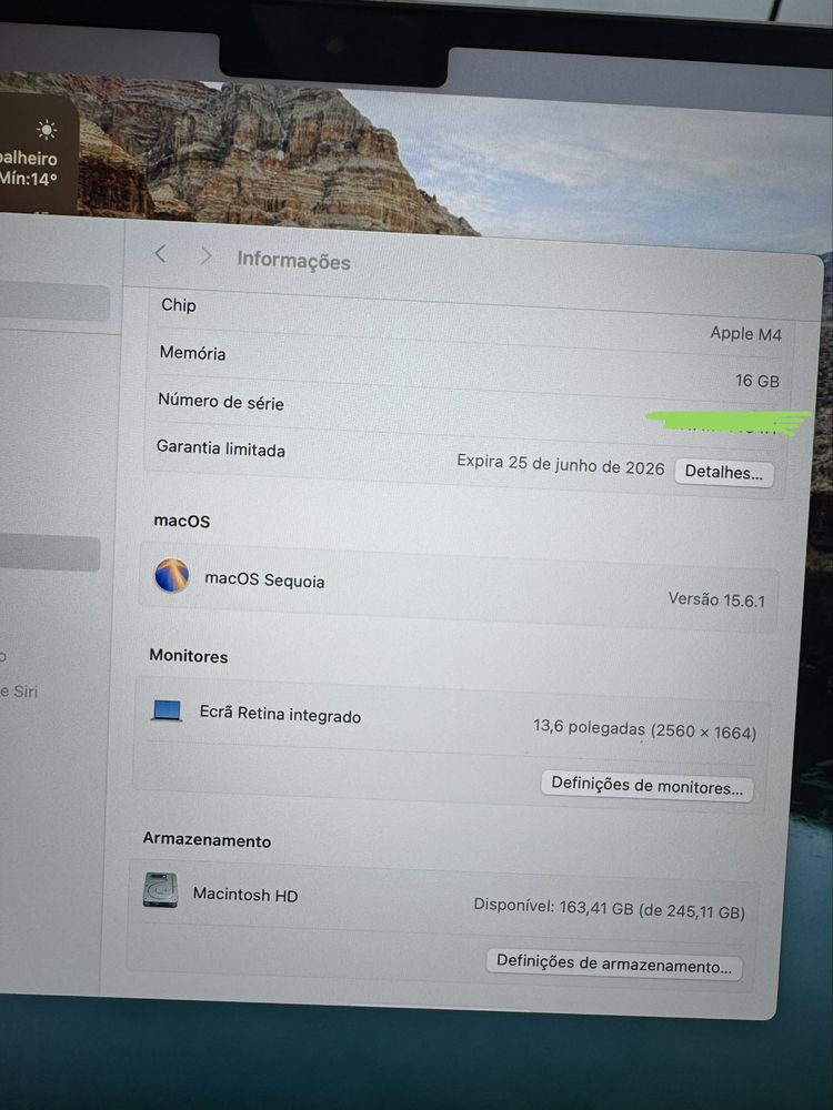 Macbook air 13 M4 256g com garantia