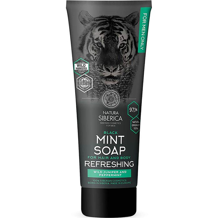 Natura Siberica For Men naturalne czarne mydło do włosów i ciała 200ml