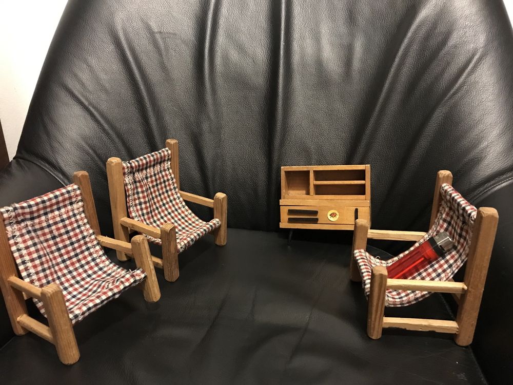 Mini mebelki meble prl fotel regał fotele foteliki kolekcja