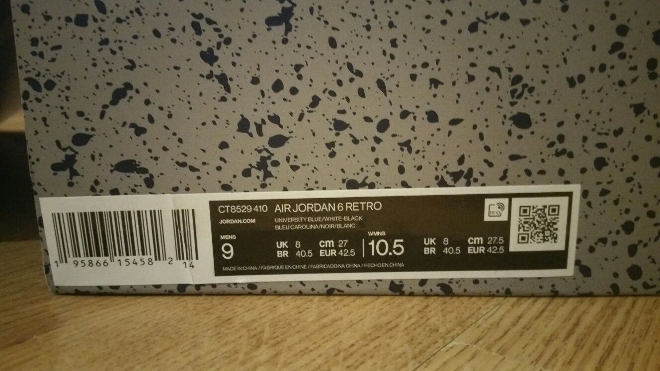 Air Jordan 6 UNC White Sneakersy Buty do koszykówki Retro 42.5