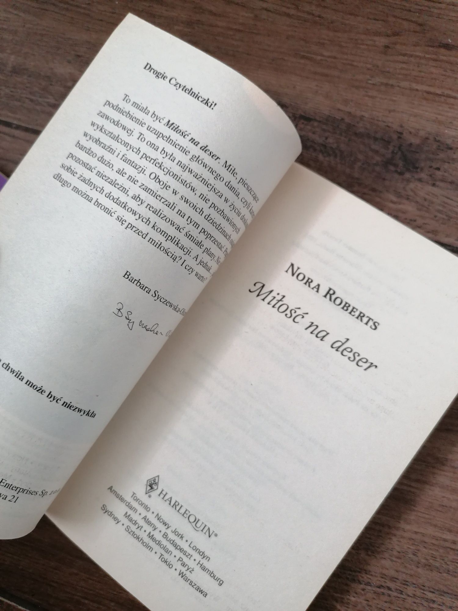 Harlequin Nora Roberts Miłość na deser Julianna Morris Marzenie szejka