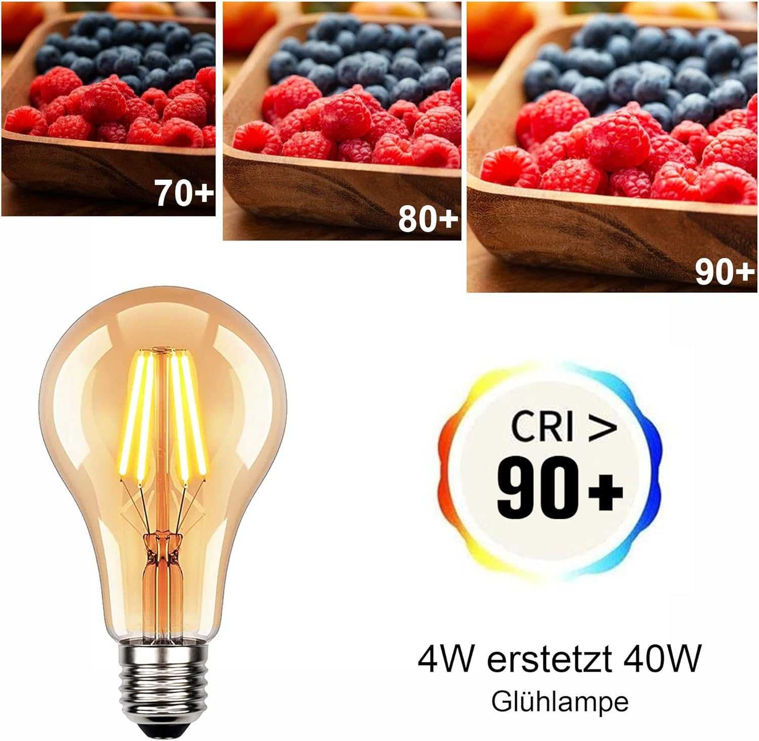 Żarówka LED A60 Edison Vintage E27,Retro żarówka 4w,2700 K, 6szt spm92