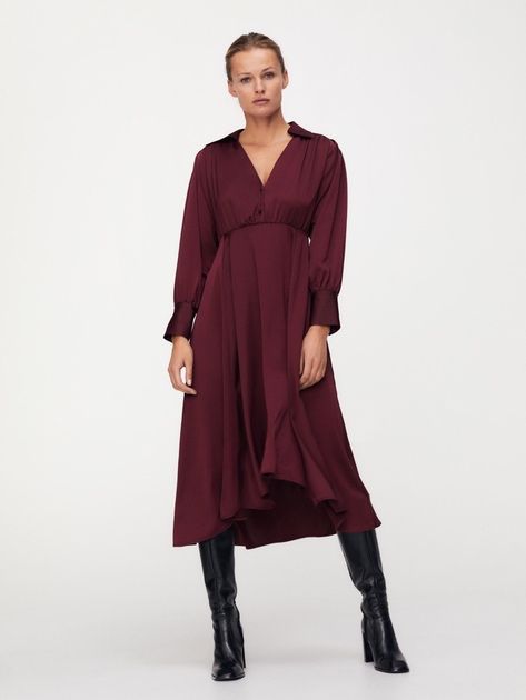 Плаття сукня міді жіноче Zara 4387/264/681 XS Бордове