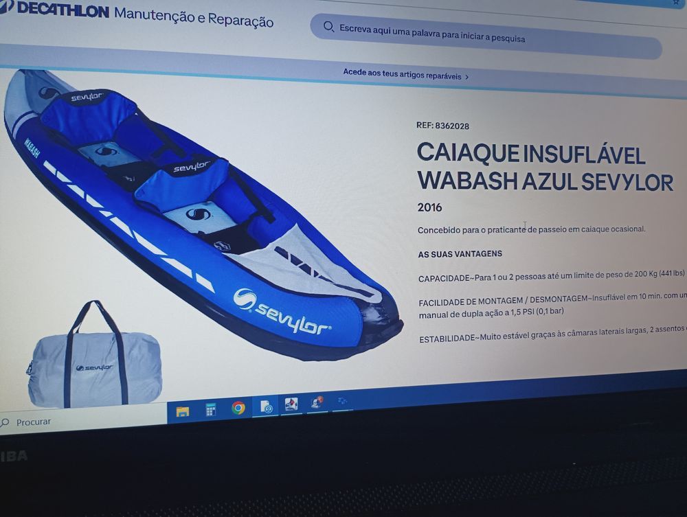 Canoa / Kayak Sevylor 2 Lugares + Acessórios