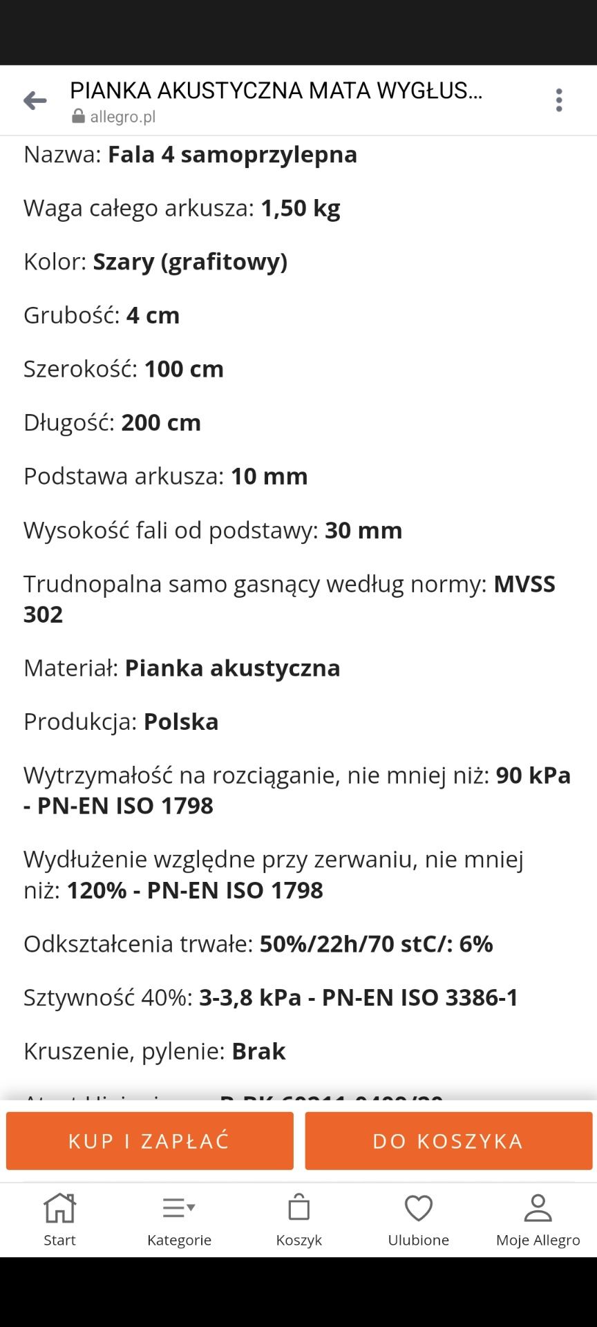 Pianka akustyczna wygłuszająca samoprzylepna