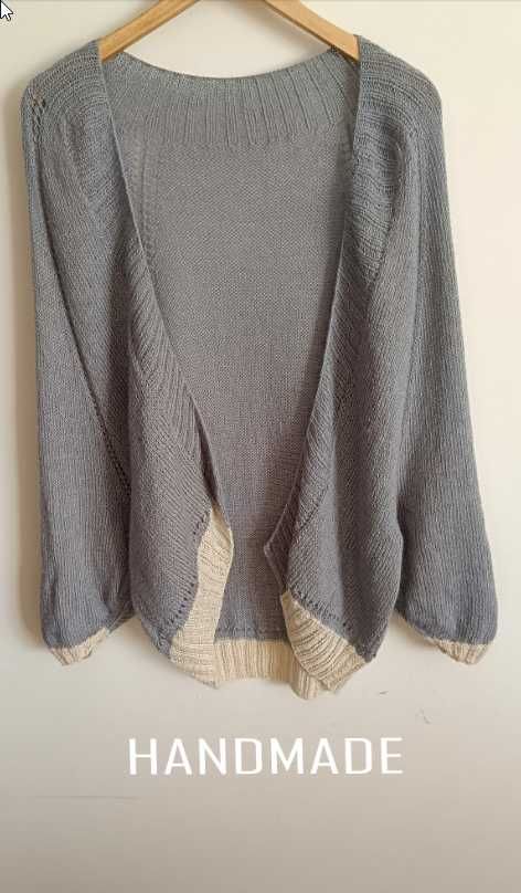 Sweter narzutka handmade XS S M L wełna