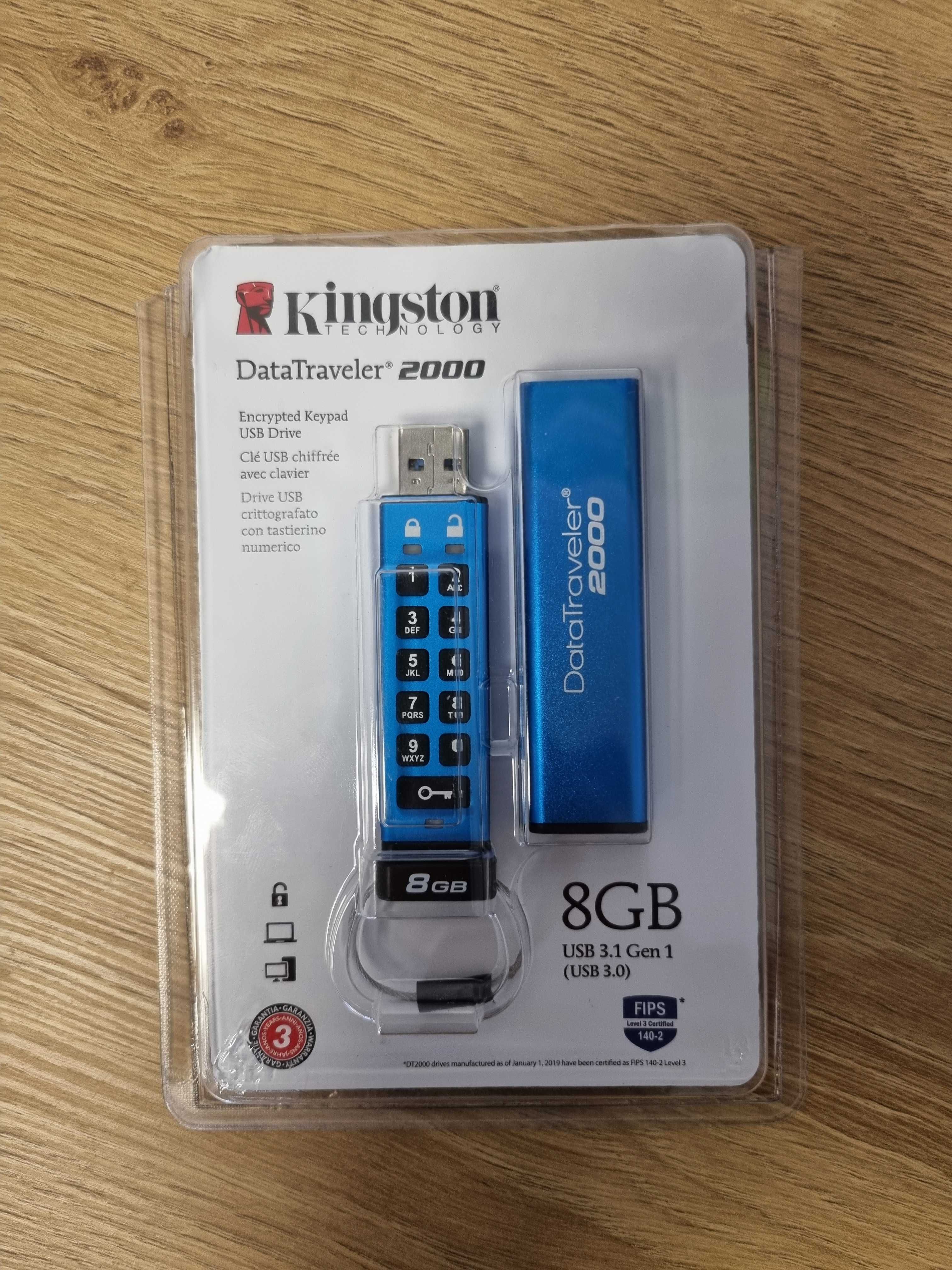 Pendrive Kingston 8GB z szyfrowaniem(hasłem, kodem PIN)