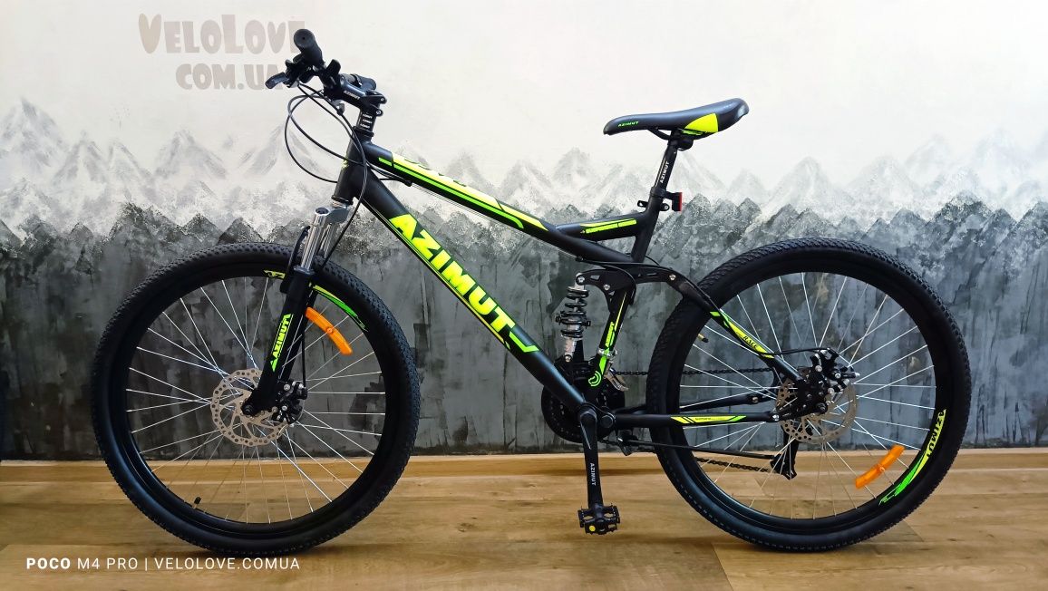 Велосипед Горный Двухподвесный Azimut 26",  оборудование SHIMANO
