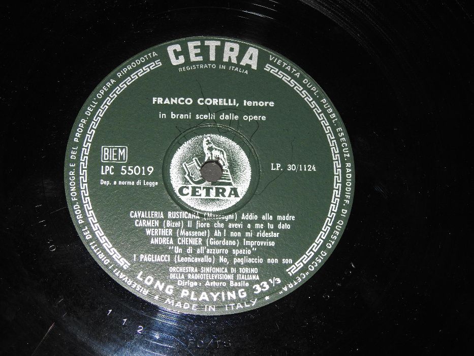 Płyta winylowa Franco CORELLI Recital - Włochy- Cetra LPC 55019