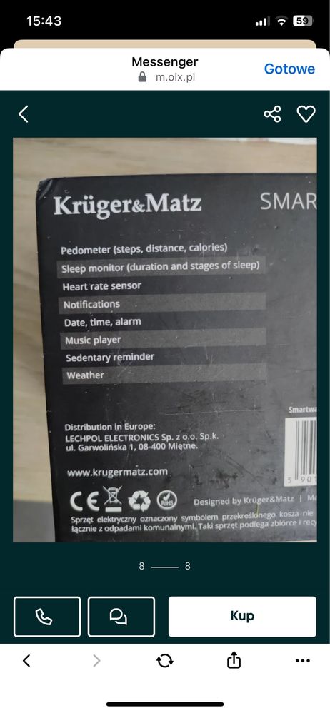 Smartwatch Kruger&Matz, jak nowy!