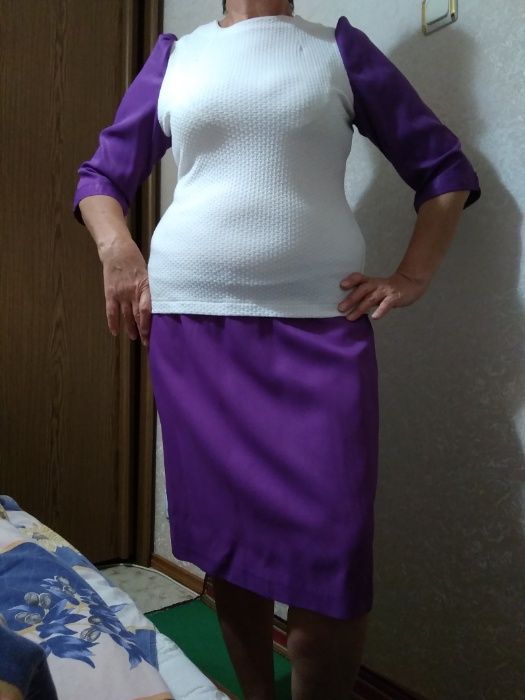 Платье фиолетово-белое р.52-54
