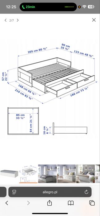 Łóżko rozkladane IKEA z szufladami