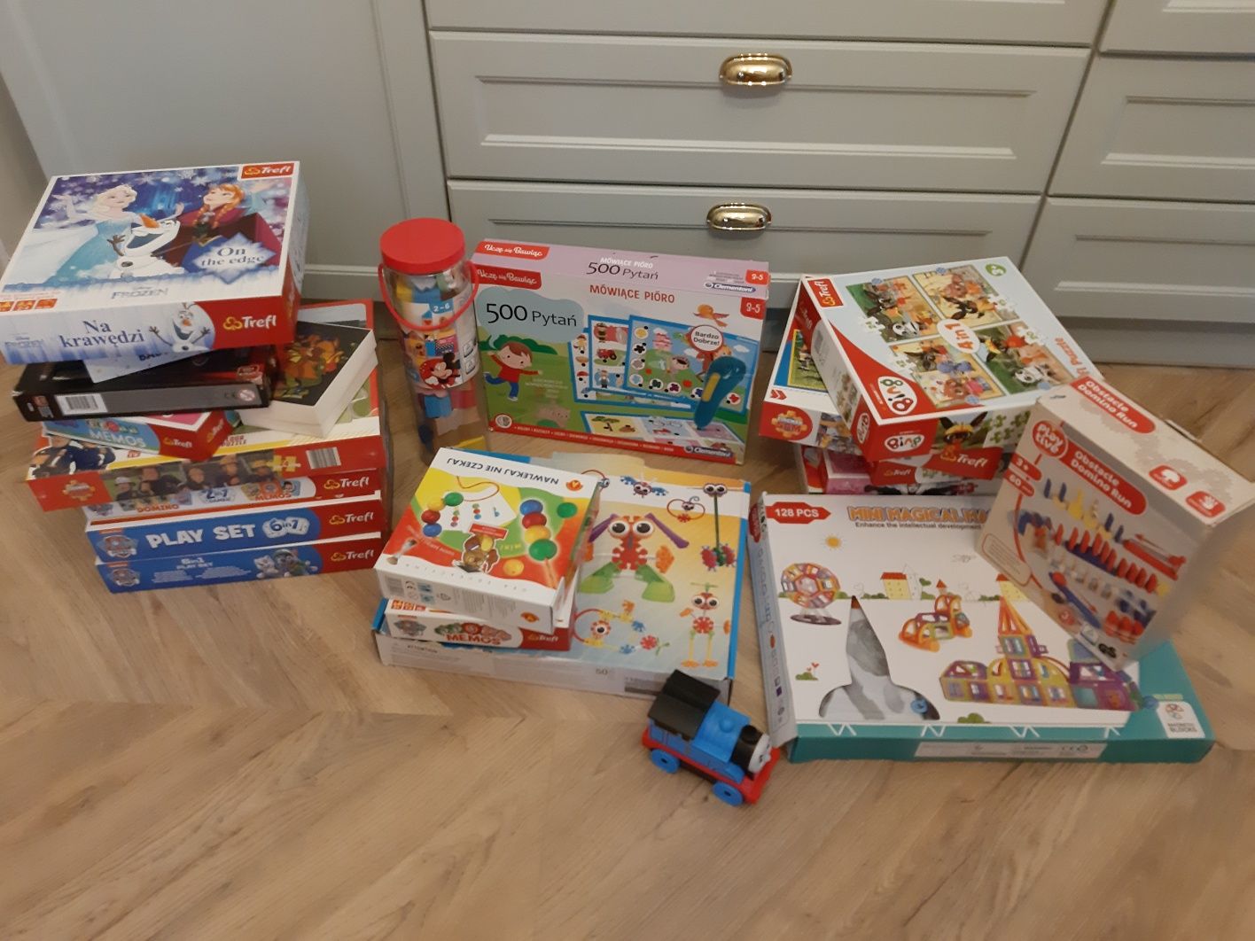 DUŻY zestaw gry, puzzle, klocki, układanki