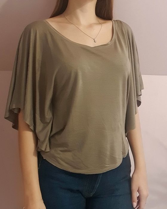 Bluzka nietoperz motylek H&M brązowa lejący materiał