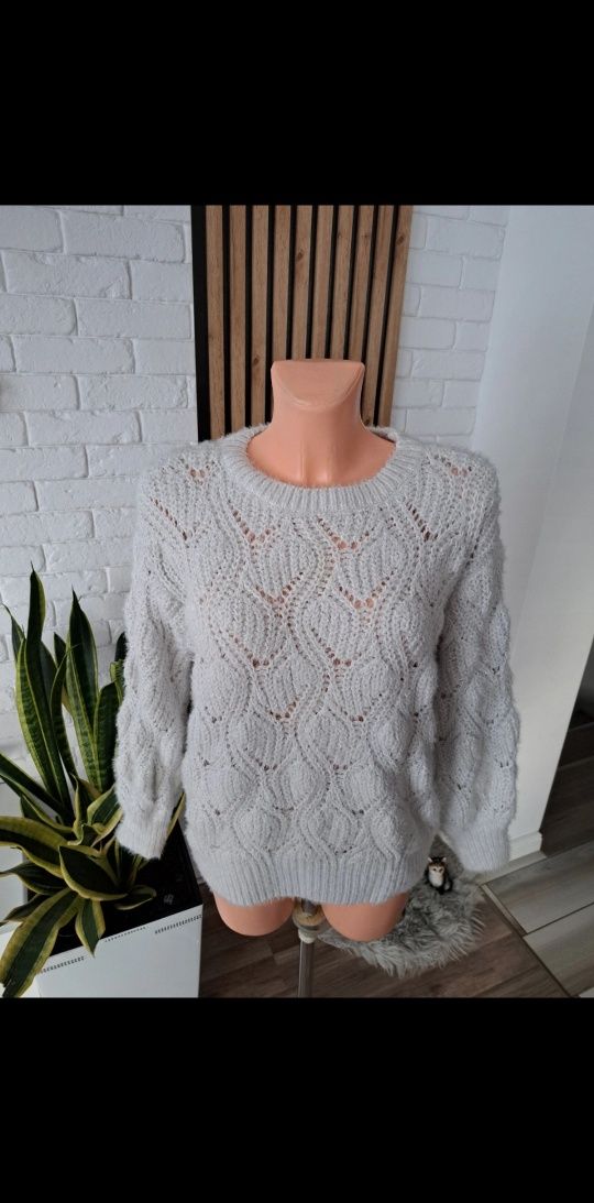 Sweterek splot ciepły zimowy l/XL