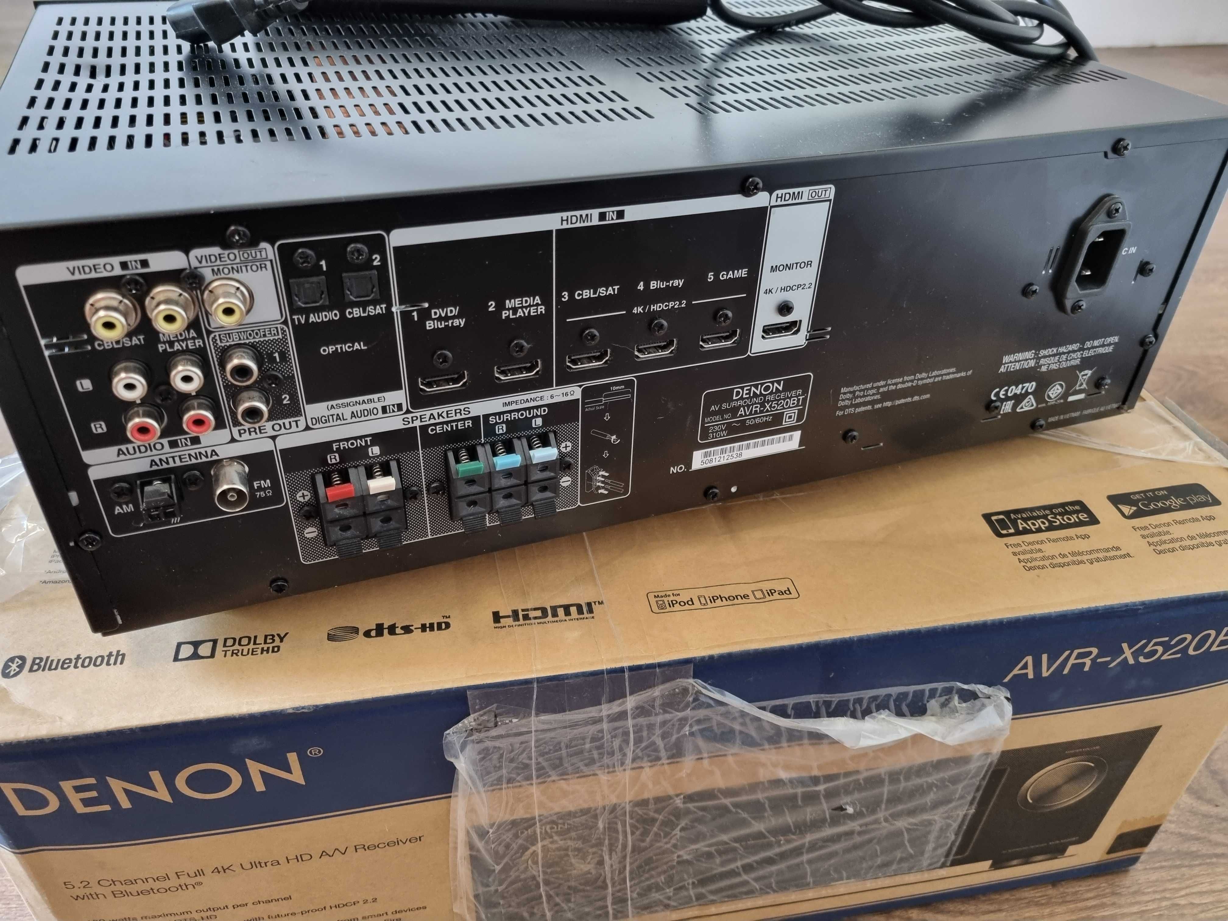 amplituner wzmacniacz DENON AVR-X520BT kino domowe