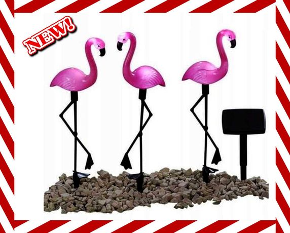NOWOCZESNE LAMPY Solarne Ogrodowe Flamingi x3 Dekoracja