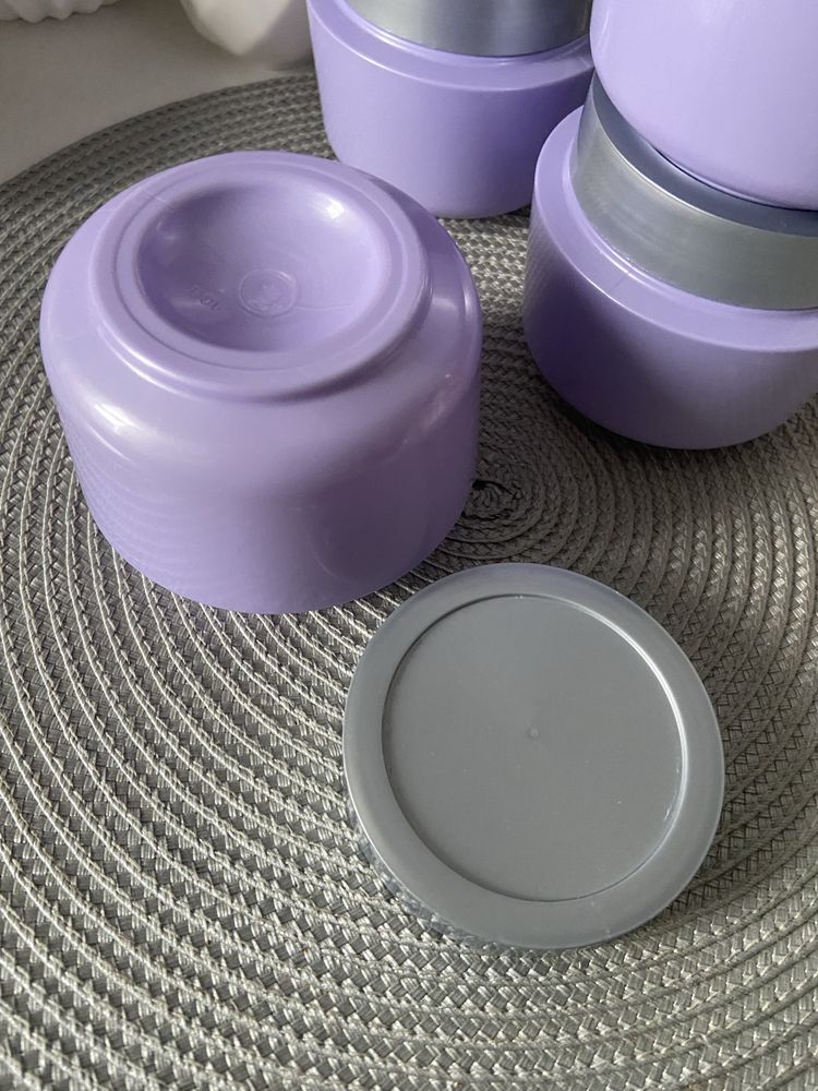 Pojemniki plastikowe słoiki 300 ml fioletowe liliowe na przydasie