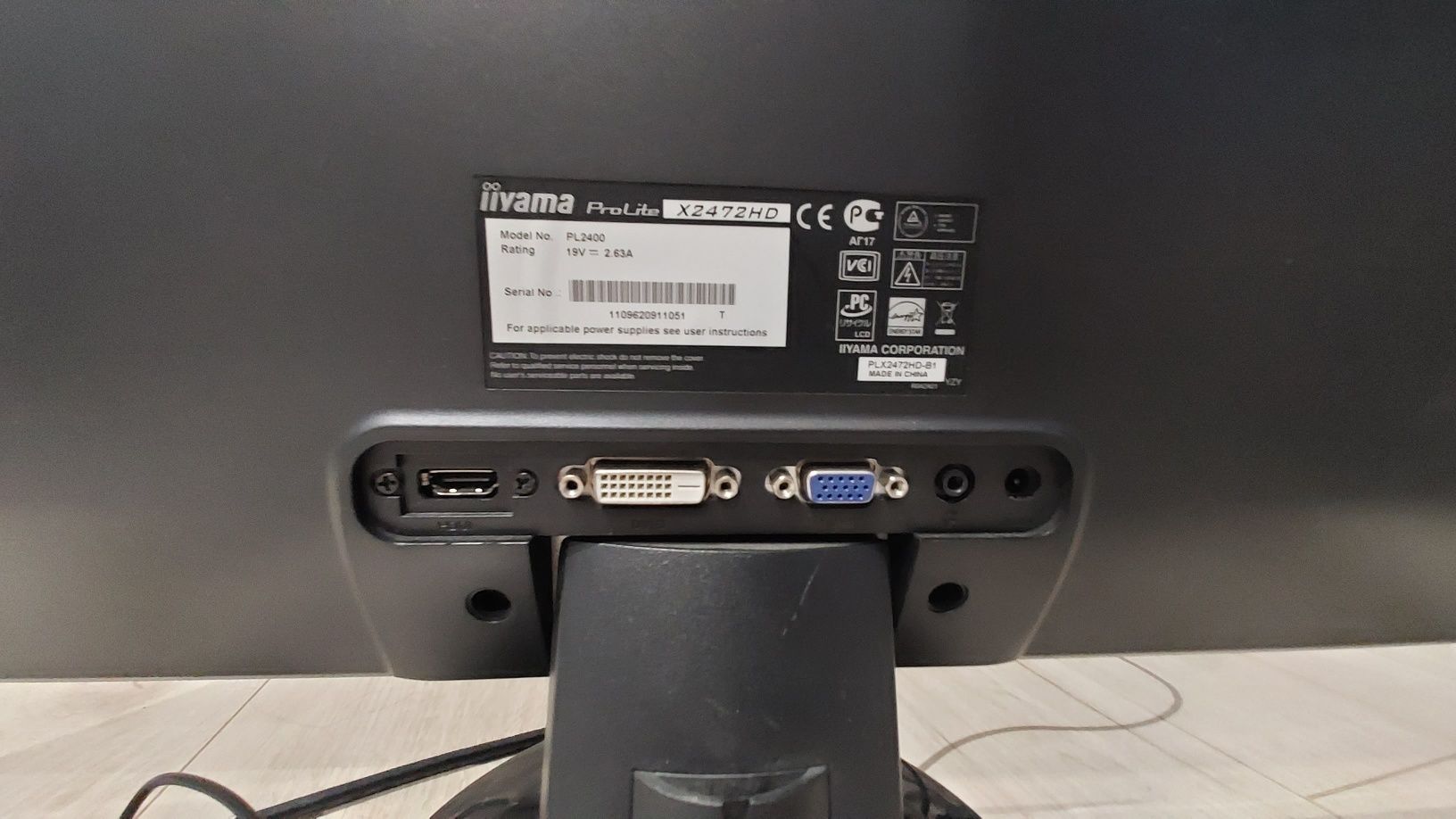 Monitor Iiyama ProLite X2472HD, 24" czarny