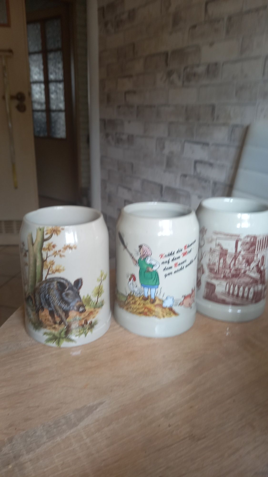 3 szt Kufle ceramiczne ,niemieckie do piwa