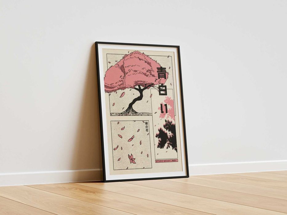 Plakat Sakura Drzewo kwitnącej wiśni Japan/Japoński