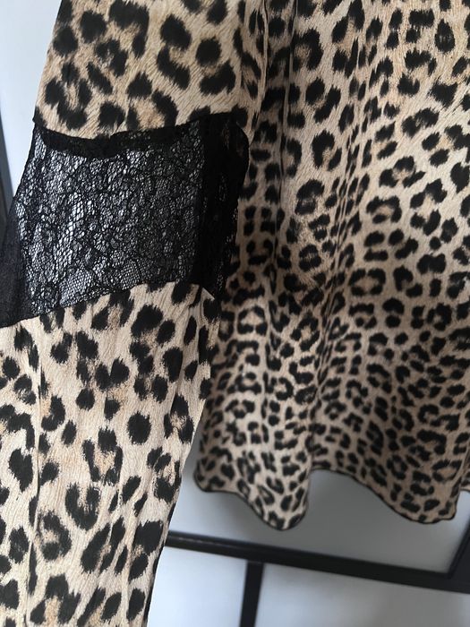 ZARA bluzka panterka cętki koronka wstawki 38 M