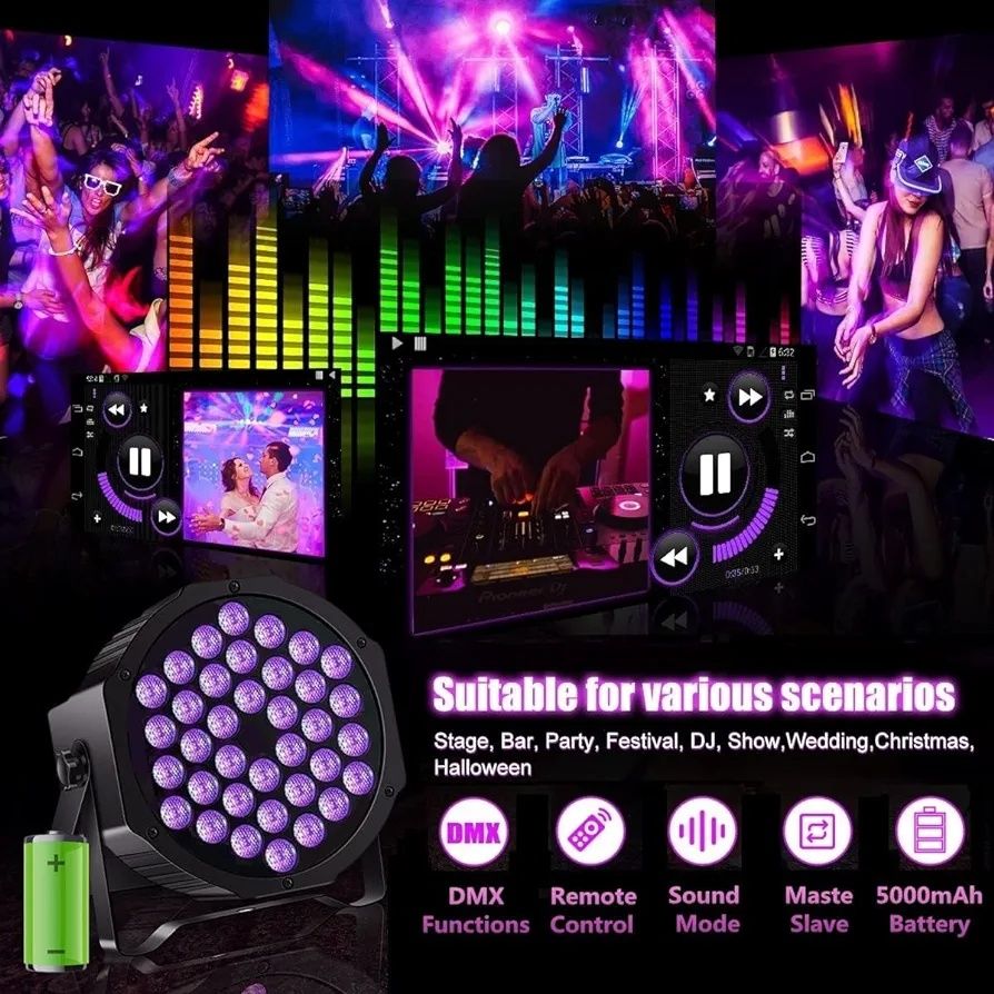 Reflektor sceniczny 36 led UV DMX sterowanie dźwiękiem