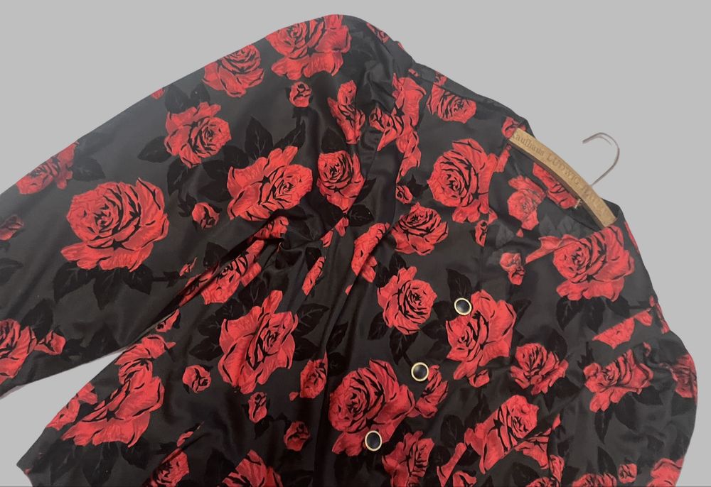 Bluzka damska koszulowa koszula Vintage retro 80s kwiaty XL 42
