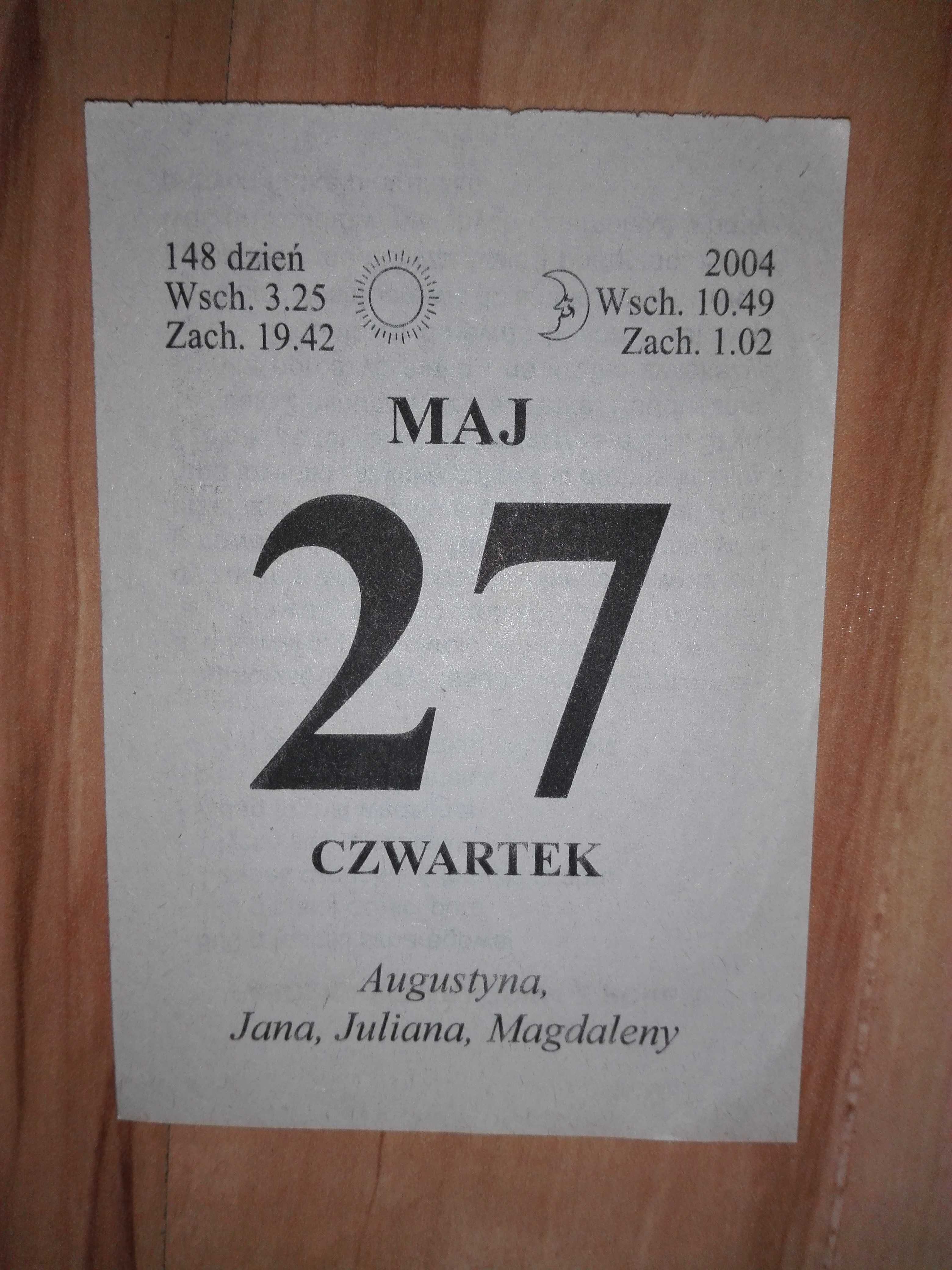 Kartka z kalendarza 27 maj 2004 rok