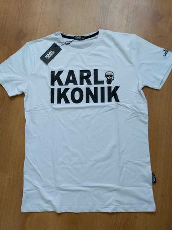 Koszulka z aplikacją i napisem KARL IKONIK XXL szer. 57cm