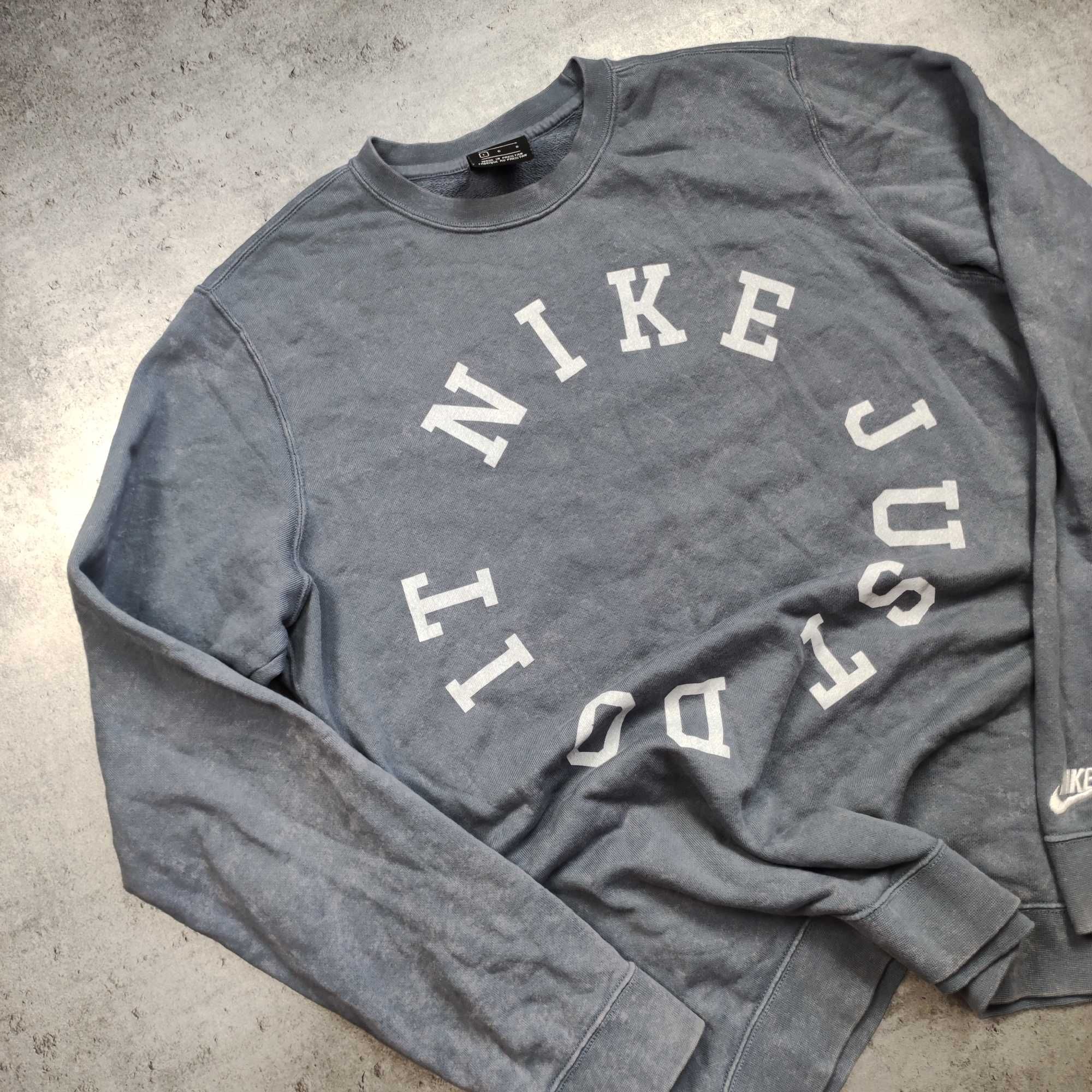 MĘSKA Bluza Nike Duże Logo Szara Tie Dye Bawełniana Crewneck NIKE