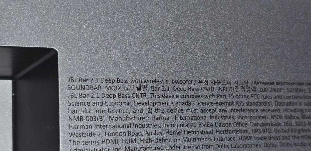 Soundbar JBL BAR21DBM2 2.1 300W czarny