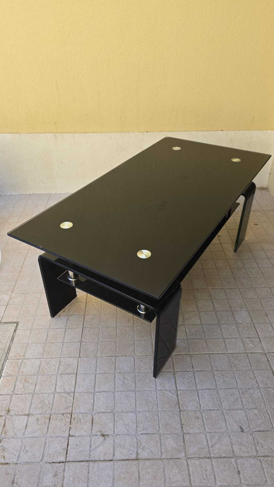 Mesa Centro Sala Preta Vidro