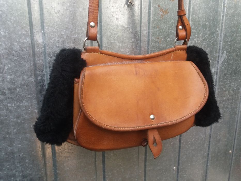 Torba skórzana bordowa ozdoby myśliwskie