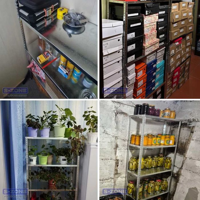 Стелаж на 4 полки з металу для кімнати, комори, кухні Єтажерка метал