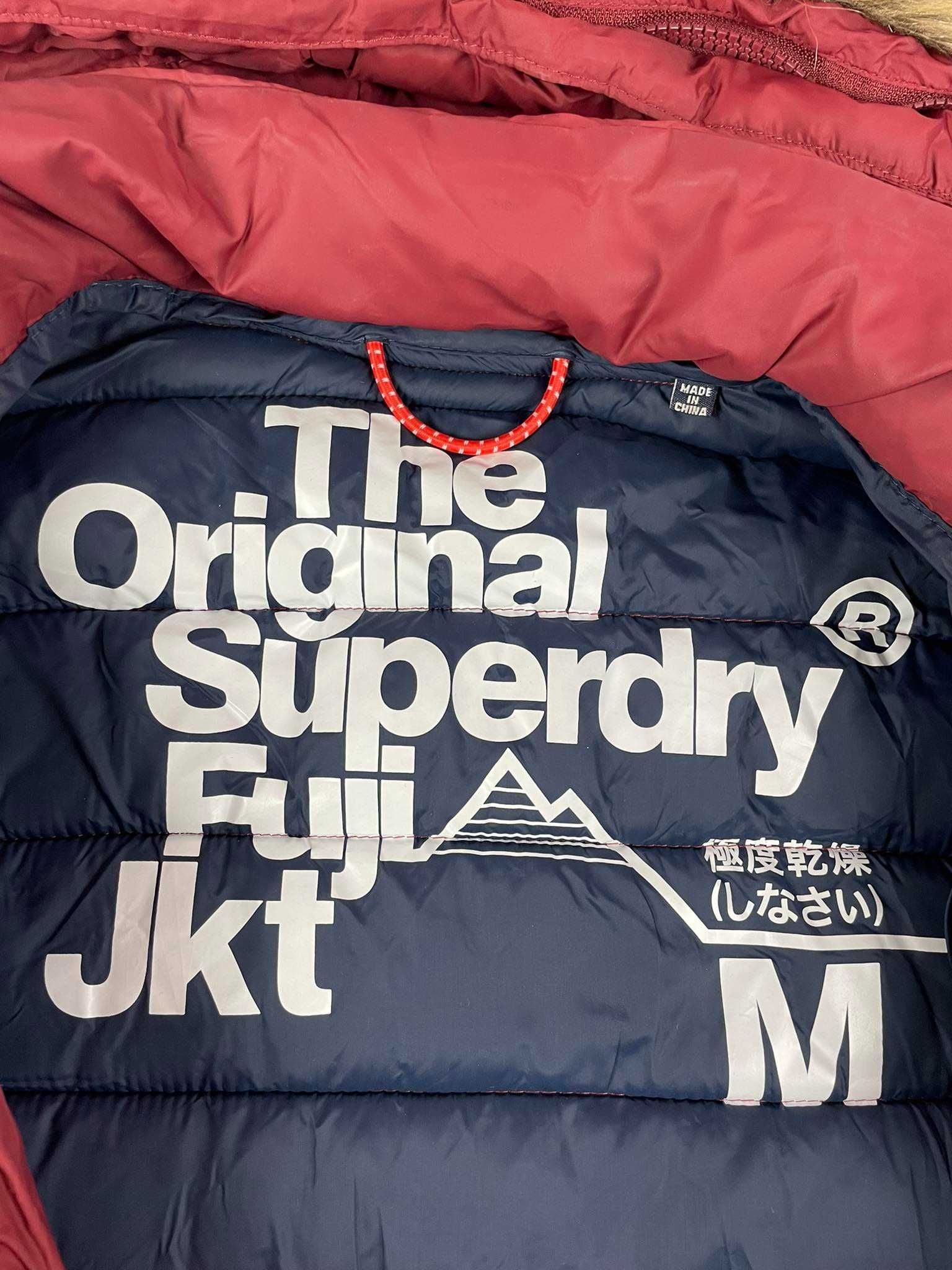 Kurtka pikowana SuperDry Fuji Jkt z puszkiem bordowa M