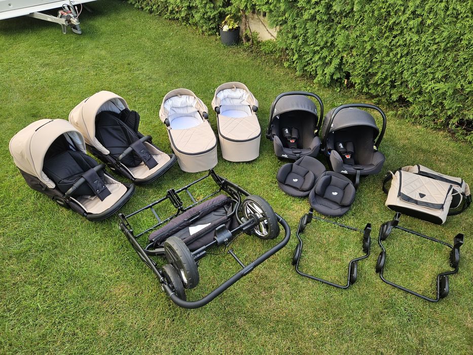 Zestaw bliźniaczy Junama Duo v3 + 2x Joie i-snug