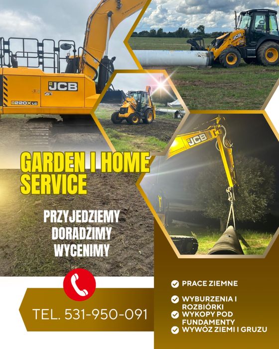 Uslugi koparko-ładowarką JCB młot wyburzeniowy Gorzów Wielkopolski