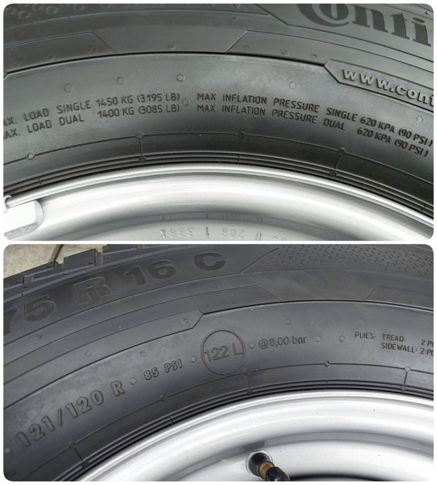 Диски +шини  Нові r16C  225-75  6.5J et54 Continental 2024рік  Усилені