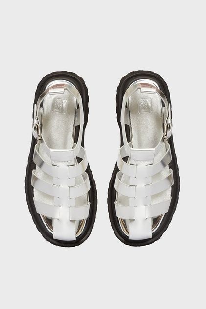 Жіночі сріблясті сандалі шкіряні Sam PRPY 37