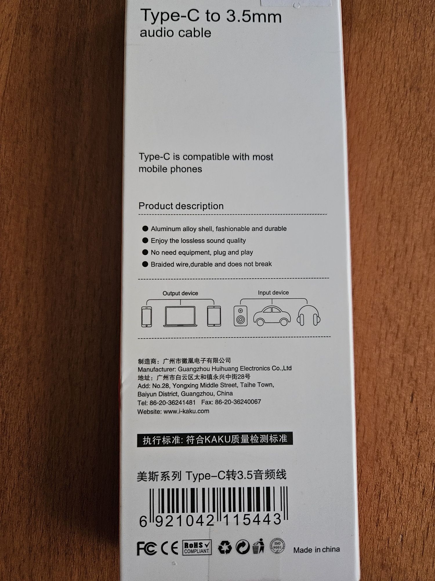 Kabel usb c jack